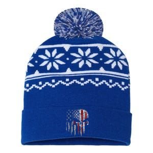 4th Of July For Women American Flag Skull Skeleton USA-Made Snowflake Beanie