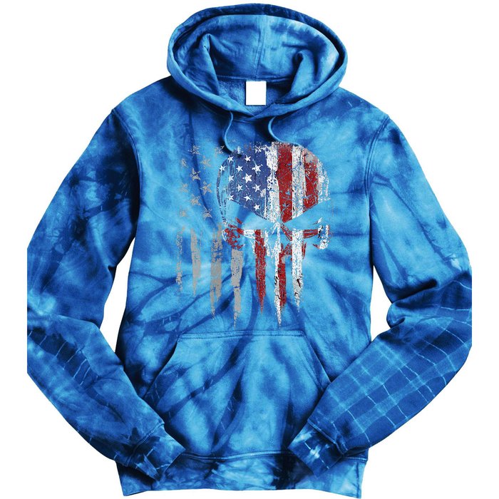 4th Of July For Women American Flag Skull Skeleton Tie Dye Hoodie