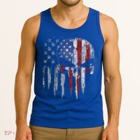 4th Of July For Women American Flag Skull Skeleton Tank Top