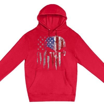 4th Of July For Women American Flag Skull Skeleton Premium Pullover Hoodie