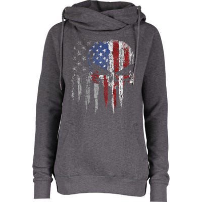 4th Of July For Women American Flag Skull Skeleton Womens Funnel Neck Pullover Hood