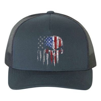 4th Of July For Women American Flag Skull Skeleton Yupoong Adult 5-Panel Trucker Hat