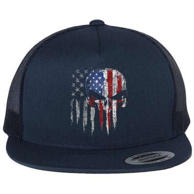 4th Of July For Women American Flag Skull Skeleton Flat Bill Trucker Hat