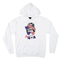 4th Of July American Mama Messy Bun Mom Life Patriotic Mom Hoodie