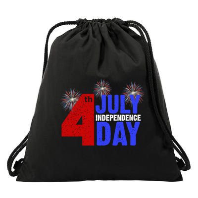 4th Of July Independence Day Fireworks Celebration Drawstring Bag