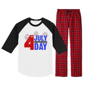 4th Of July Independence Day Fireworks Celebration Raglan Sleeve Pajama Set