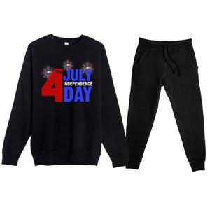 4th Of July Independence Day Fireworks Celebration Premium Crewneck Sweatsuit Set