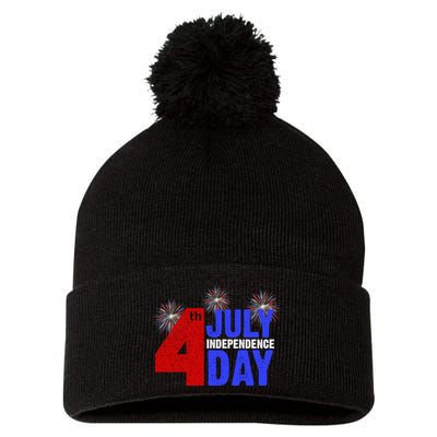 4th Of July Independence Day Fireworks Celebration Pom Pom 12in Knit Beanie