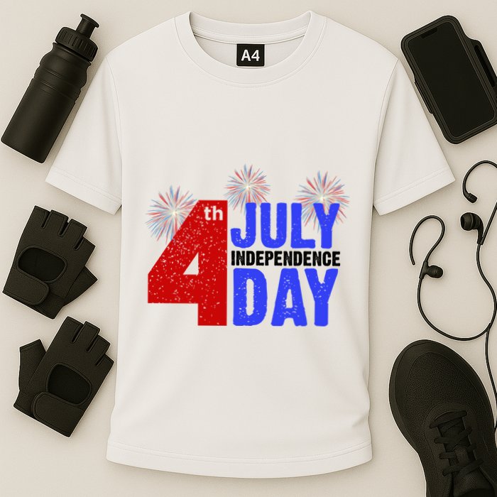 4th Of July Independence Day Fireworks Celebration Cooling Performance Crew T-Shirt