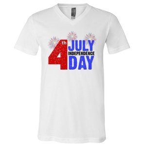 4th Of July Independence Day Fireworks Celebration V-Neck T-Shirt