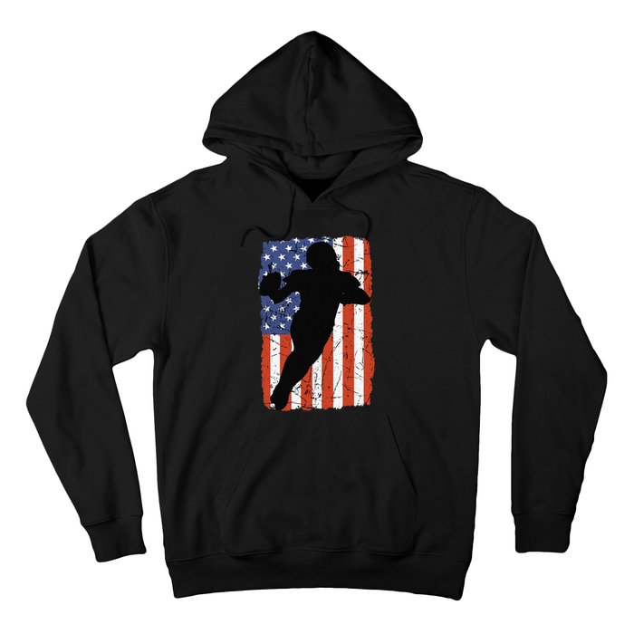 4th Of July Football Retro Vintage Patriotic American Flag Hoodie