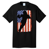 4th Of July Football Retro Vintage Patriotic American Flag Tall T-Shirt