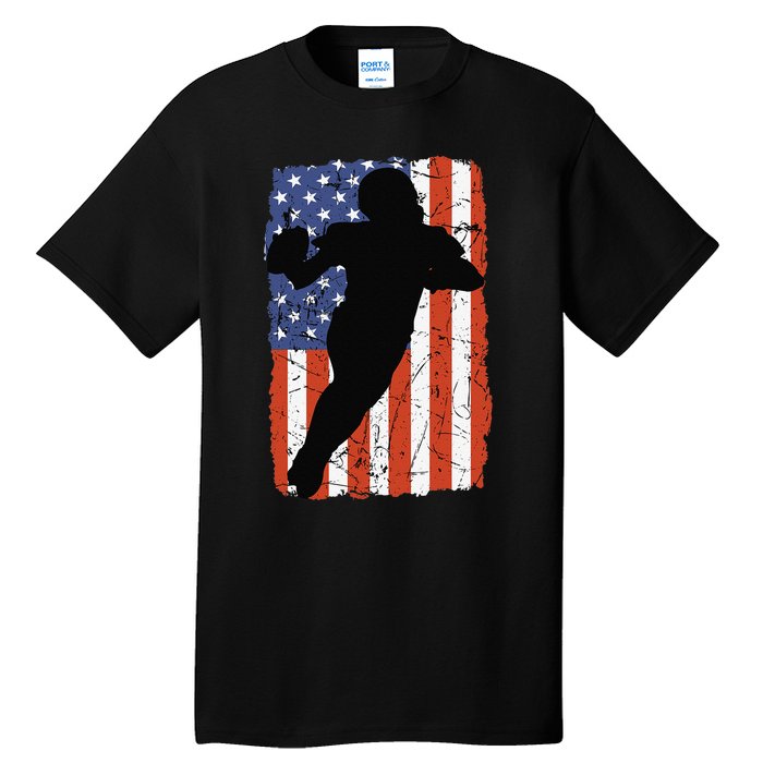 4th Of July Football Retro Vintage Patriotic American Flag Tall T-Shirt