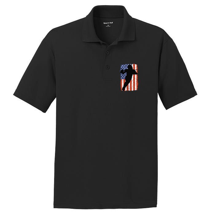 4th Of July Football Retro Vintage Patriotic American Flag PosiCharge RacerMesh Polo