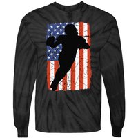 4th Of July Football Retro Vintage Patriotic American Flag Tie-Dye Long Sleeve Shirt