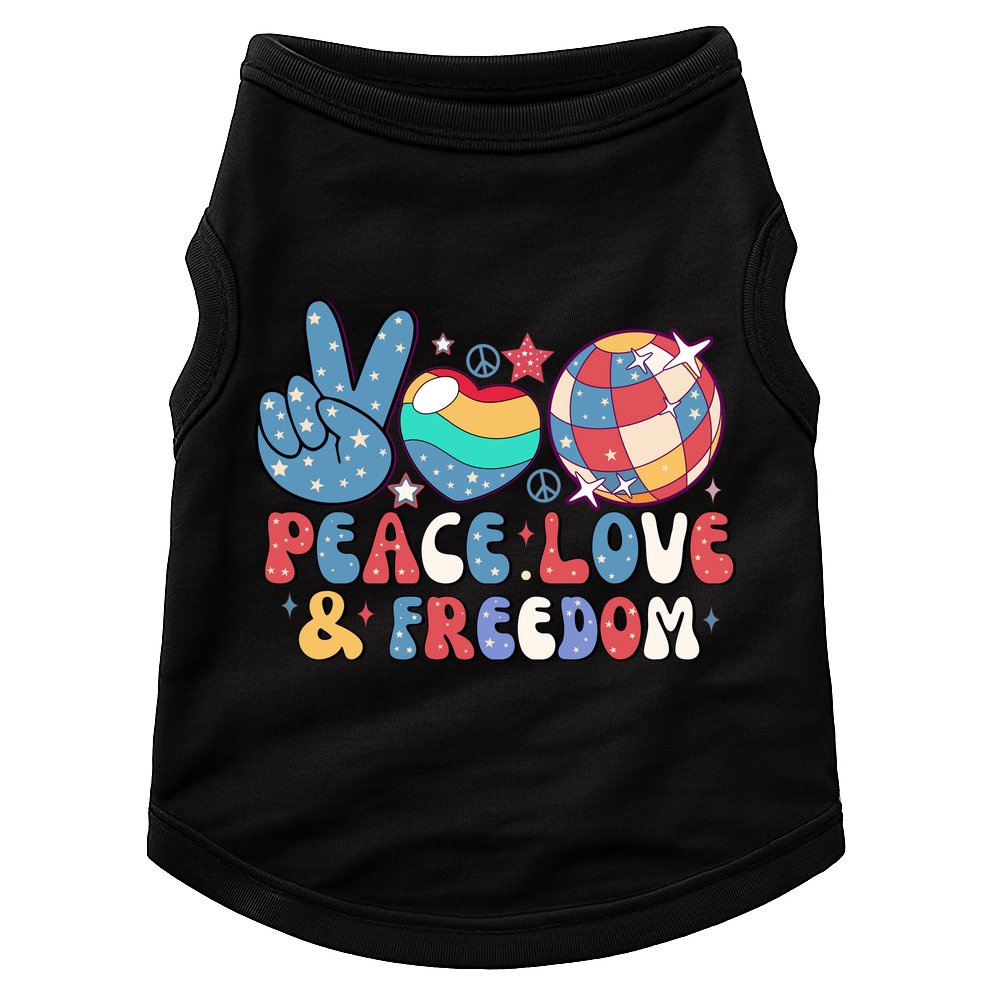 4th Of July Retro Peace Love & Freedom Gift Doggie Tank