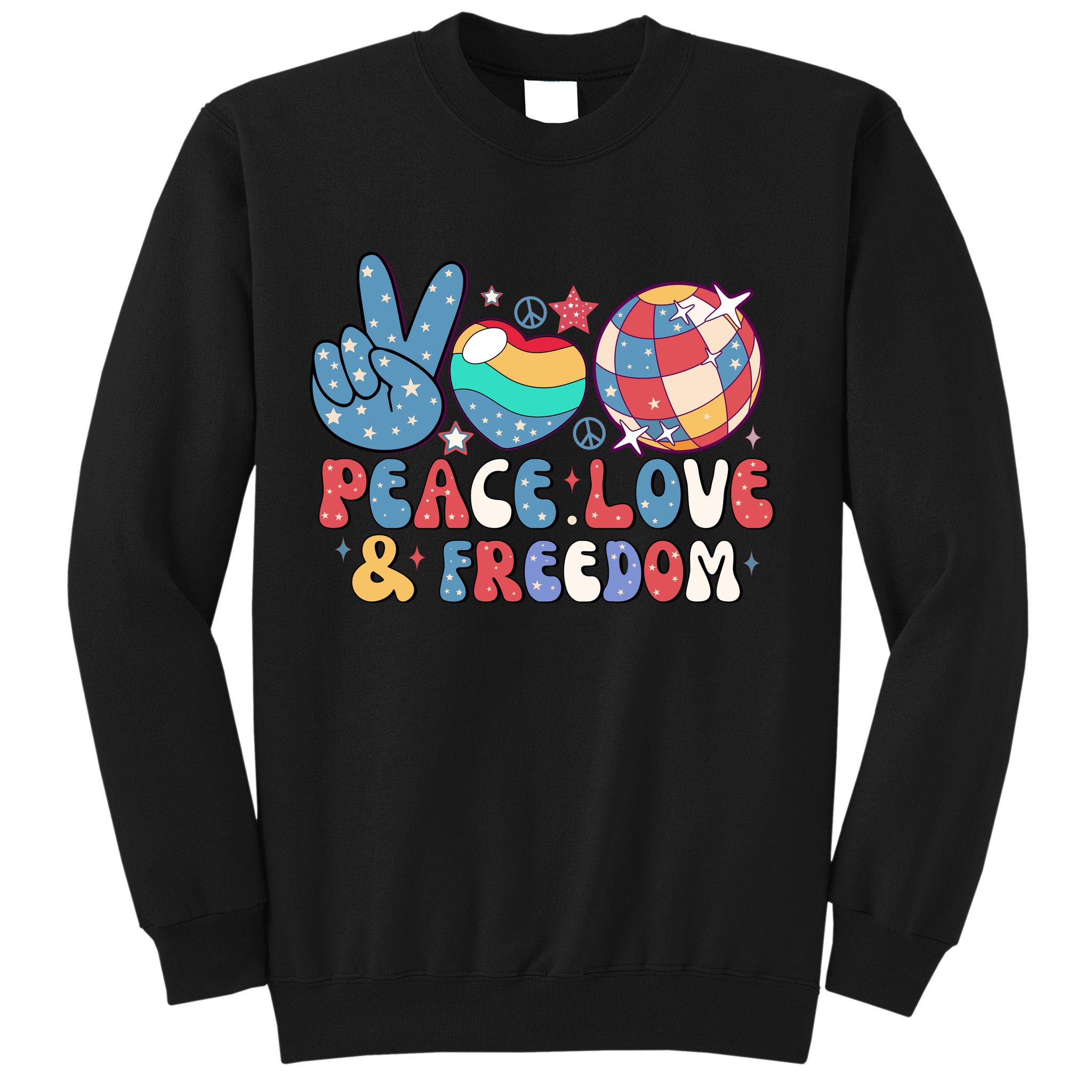 4th Of July Retro Peace Love & Freedom Gift Sweatshirt