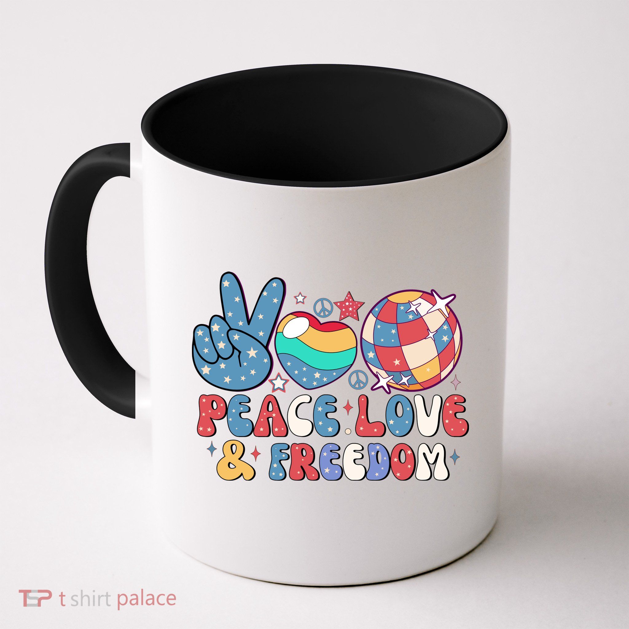 4th Of July Retro Peace Love & Freedom Gift Mug