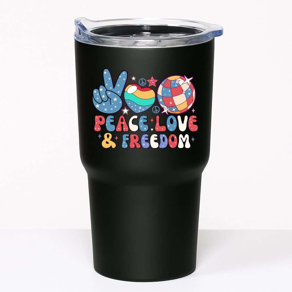 4th Of July Retro Peace Love & Freedom Gift Tumbler