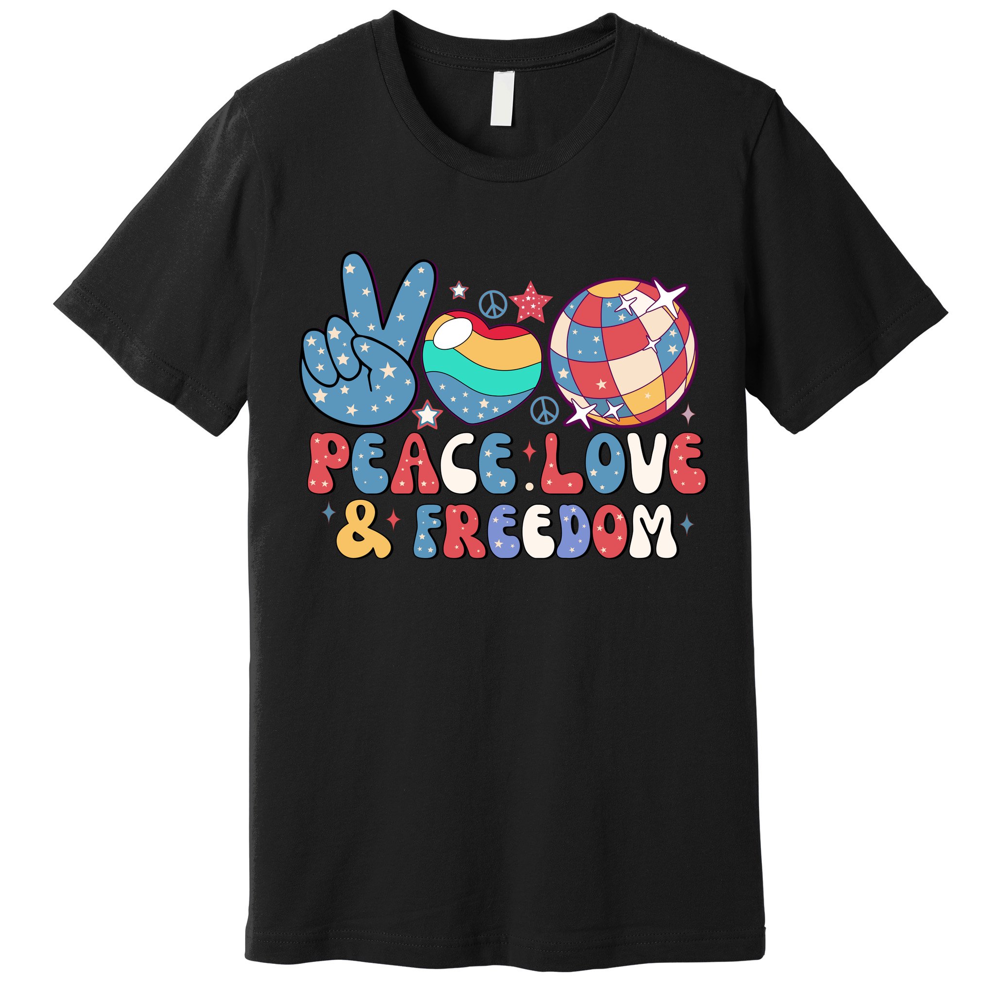 4th Of July Retro Peace Love & Freedom Gift Premium T-Shirt