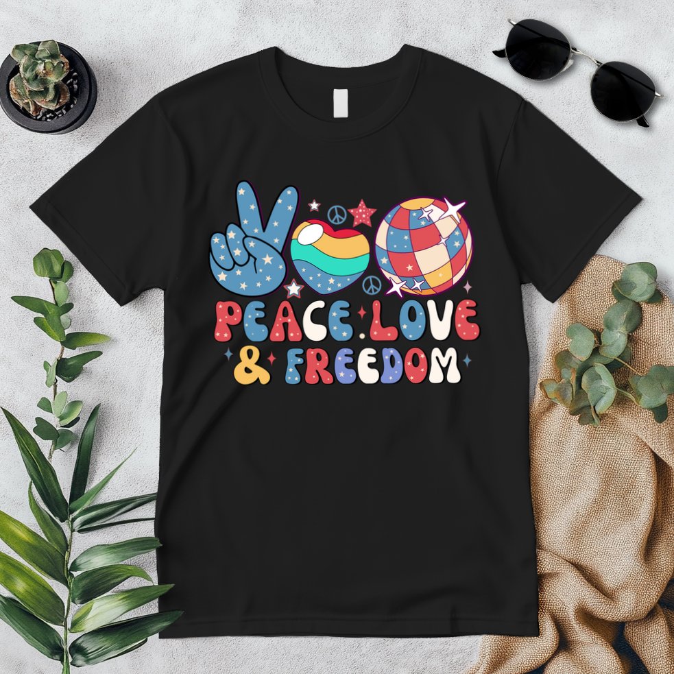 4th Of July Retro Peace Love & Freedom Gift Premium T-Shirt