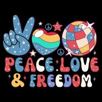 4th Of July Retro Peace Love & Freedom Gift Premium T-Shirt