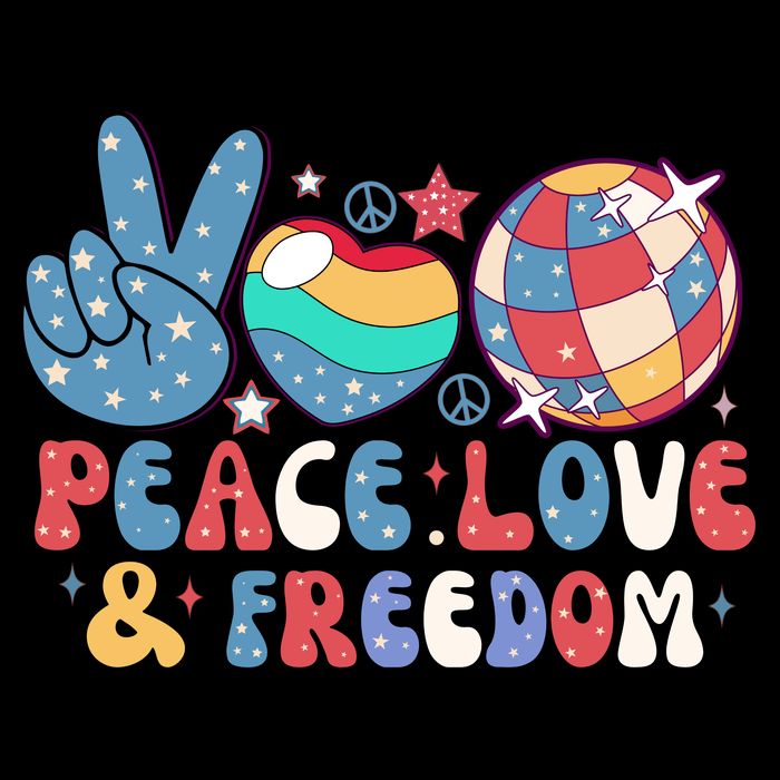 4th Of July Retro Peace Love & Freedom Gift Premium T-Shirt