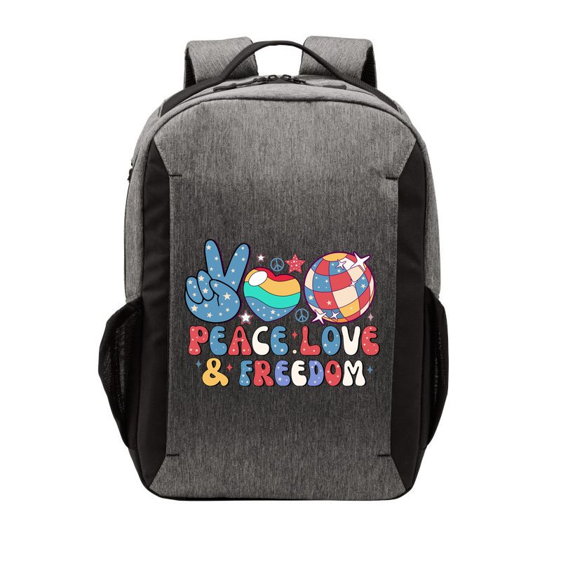 4th Of July Retro Peace Love & Freedom Gift Vector Backpack