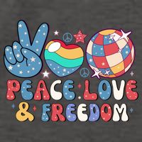 4th Of July Retro Peace Love & Freedom Gift Vector Backpack
