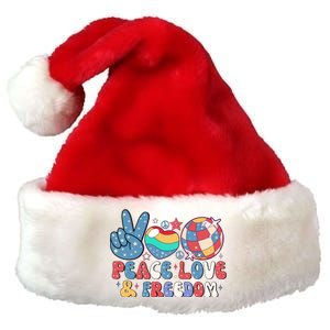 4th Of July Retro Peace Love & Freedom Gift Premium Christmas Santa Hat