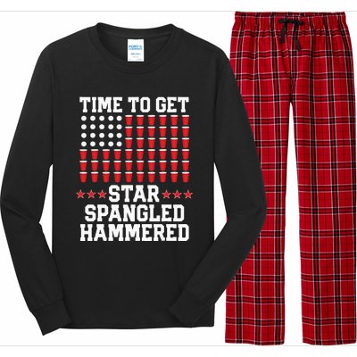 4th Of July Gift Beer Pong American Flag Long Sleeve Pajama Set