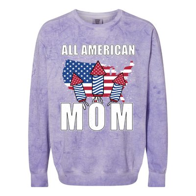 4th Of July Accessoires All American Mom Gift Colorblast Crewneck Sweatshirt