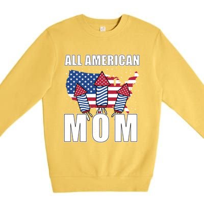 4th Of July Accessoires All American Mom Gift Premium Crewneck Sweatshirt