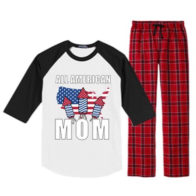 4th Of July Accessoires All American Mom Gift Raglan Sleeve Pajama Set