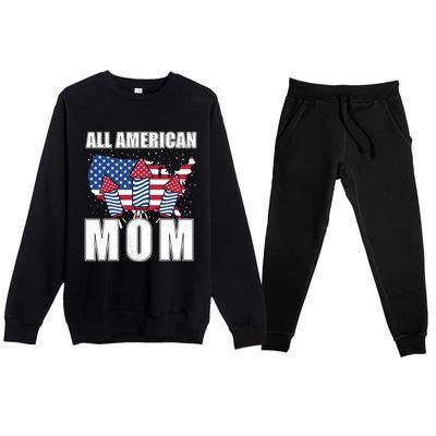 4th Of July Accessoires All American Mom Gift Premium Crewneck Sweatsuit Set