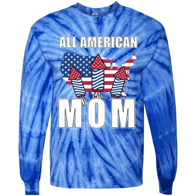 4th Of July Accessoires All American Mom Gift Tie-Dye Long Sleeve Shirt