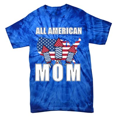 4th Of July Accessoires All American Mom Gift Tie-Dye T-Shirt