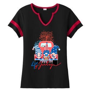 4th Of July Gnome Celebration Ladies Halftime Notch Neck Tee