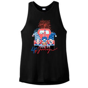 4th Of July Gnome Celebration Ladies PosiCharge Tri-Blend Wicking Tank