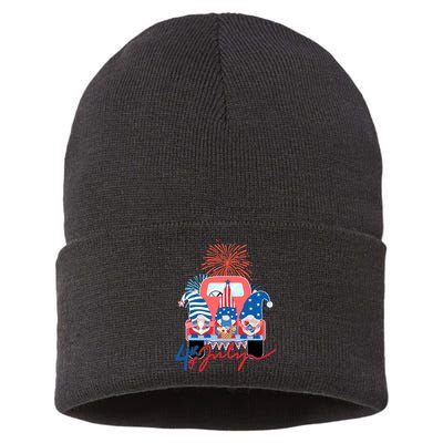 4th Of July Gnome Celebration Sustainable Knit Beanie