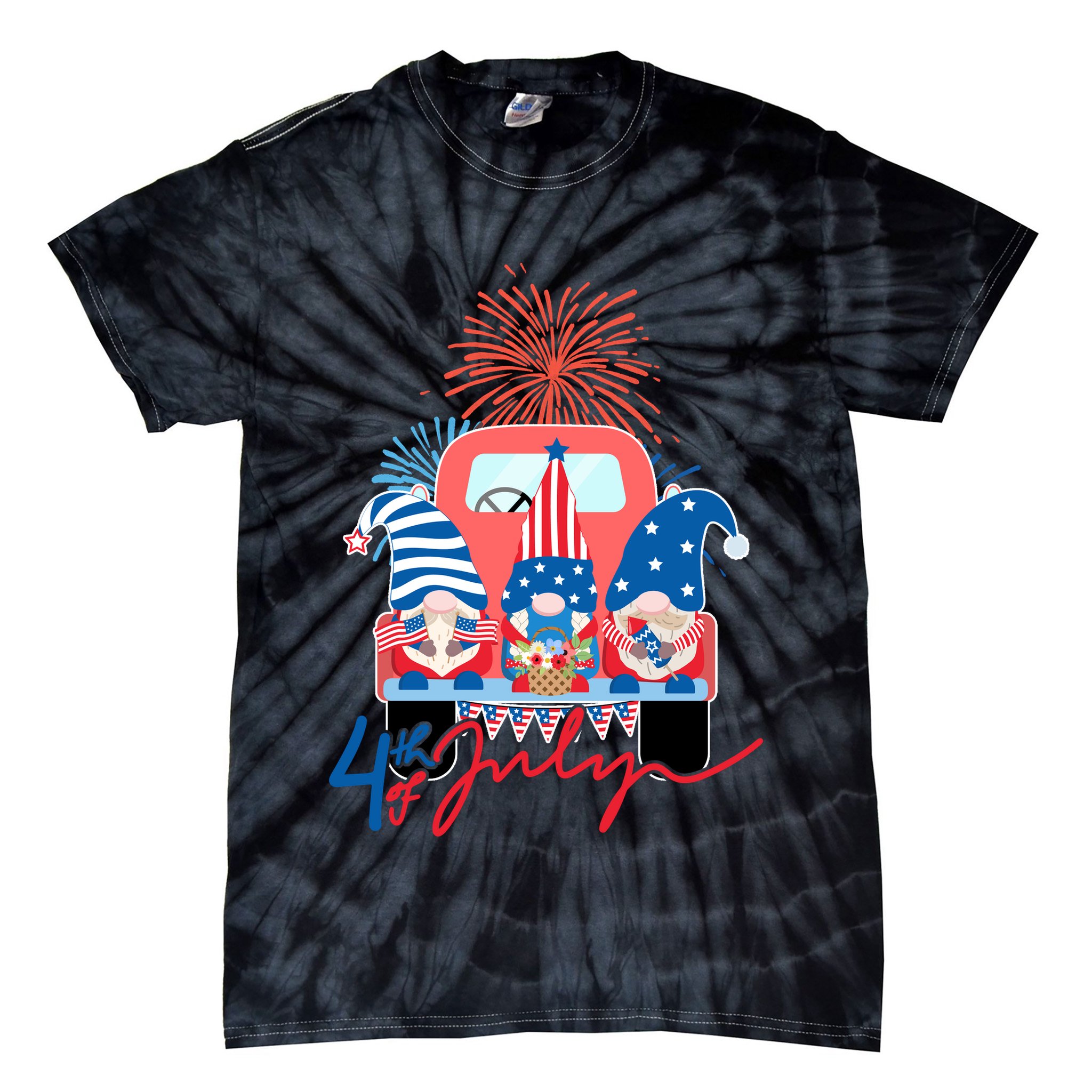 4th Of July Gnome Celebration Tie-Dye T-Shirt