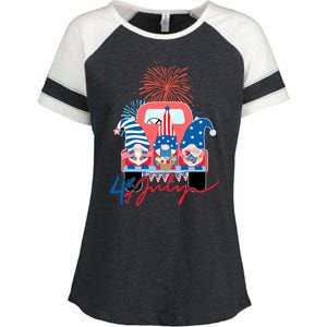 4th Of July Gnome Celebration Enza Ladies Jersey Colorblock Tee