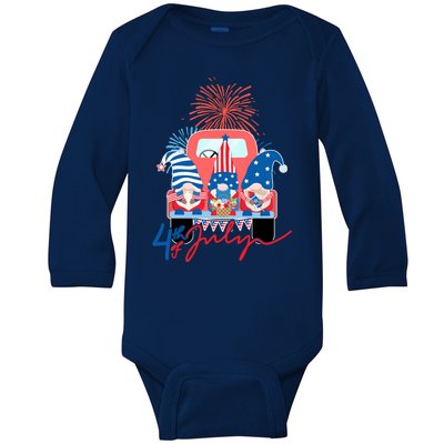 4th Of July Gnome Celebration Baby Long Sleeve Bodysuit