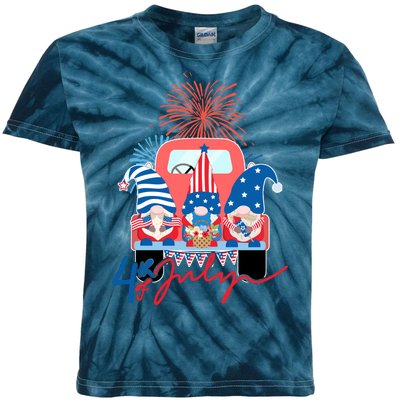 4th Of July Gnome Celebration Kids Tie-Dye T-Shirt