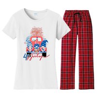 4th Of July Gnome Celebration Women's Flannel Pajama Set