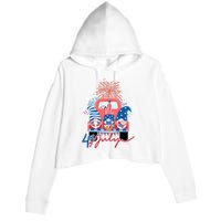 4th Of July Gnome Celebration Crop Fleece Hoodie