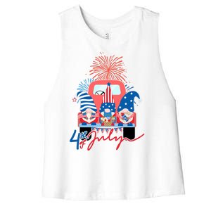 4th Of July Gnome Celebration Women's Racerback Cropped Tank