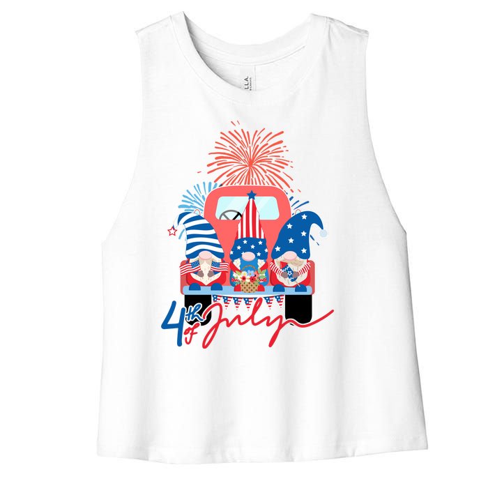 4th Of July Gnome Celebration Women's Racerback Cropped Tank