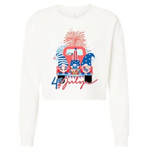 4th Of July Gnome Celebration Cropped Pullover Crew