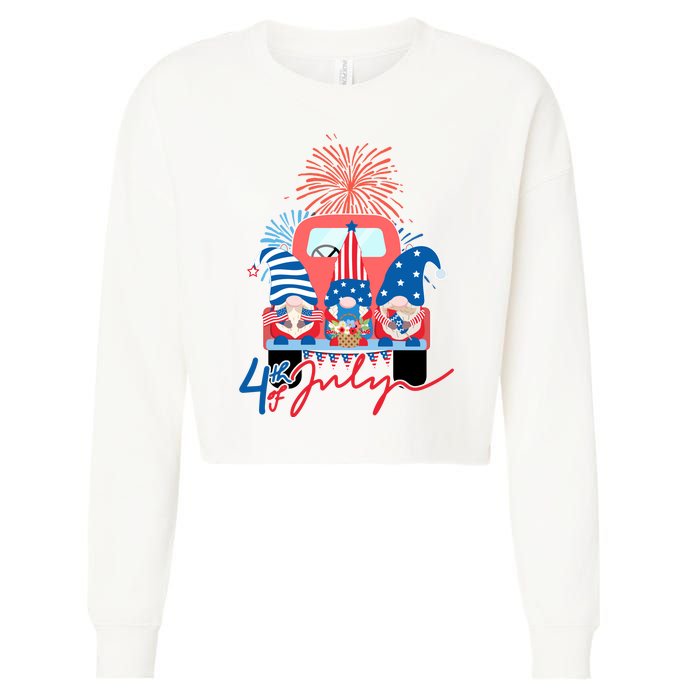 4th Of July Gnome Celebration Cropped Pullover Crew